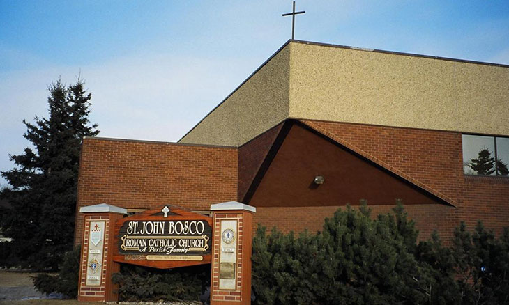St. John Bosco Roman Catholic Church exterior.