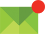 Abstract geometric shapes in green and red.